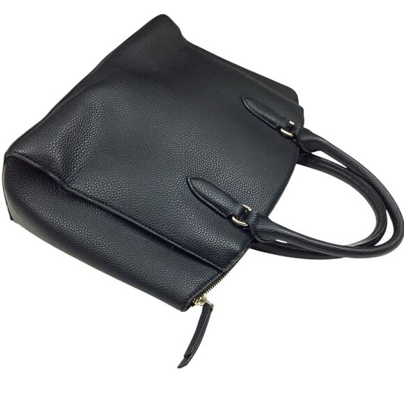 Nine West Josie Black Satchel Handbag Purse Pebble Vegan Leather Modern Classic - Picture 3 of 16